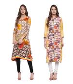  multicolor crepe straight combo  kurti