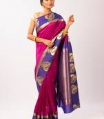 Pink Hand Woven Silk Blend Saree With Blouse