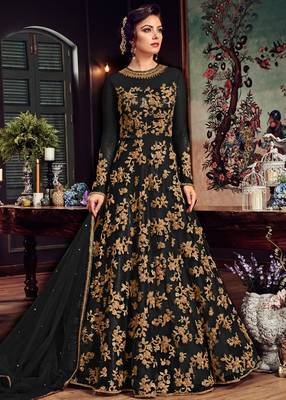 Black embroidered net salwar 1