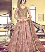Mauve embroidered net salwar