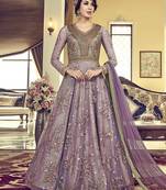 Purple embroidered net salwar