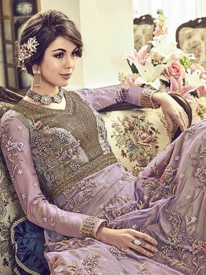 Purple embroidered net salwar 2
