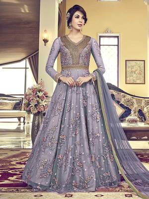 Grey embroidered net salwar 1