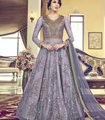 Grey embroidered net salwar