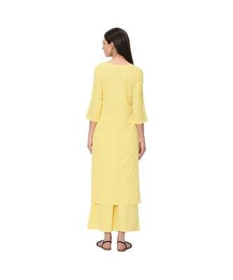 Women's Yellow Digital Print Straight Crepe Kurta 3