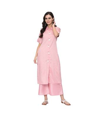 Women's Pink Khadi Print Straight Polysilk Kurta 1