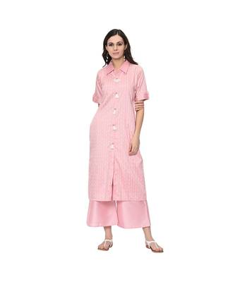 Women's Pink Khadi Print Straight Polysilk Kurta 2