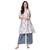 Women's Grey Digital Print Flared Polysilk Kurta Palazzo Set
