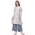 Women's Grey Digital Print Flared Polysilk Kurta Palazzo Set