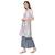 Women's Grey Digital Print Flared Polysilk Kurta Palazzo Set