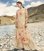 Cream Digital Print Pure Georgette Salwar