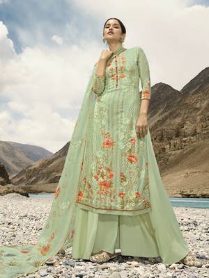 Light Green Digital Print Pure Georgette Salwar 1