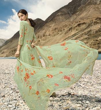 Light Green Digital Print Pure Georgette Salwar 2