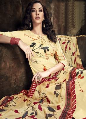 Cream Digital Print Cambric Salwar 2