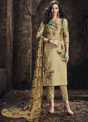 Beige Digital Print Cambric Salwar 1