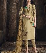 Beige Digital Print Cambric Salwar