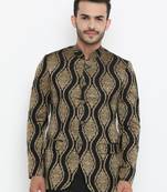 Black Printed Single Breasted Casual Men Blazer