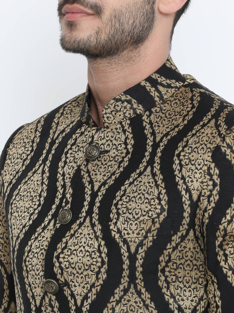 Black Printed Single Breasted Casual Men Blazer