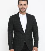 Black Printed Single Breasted Casual Men Blazer