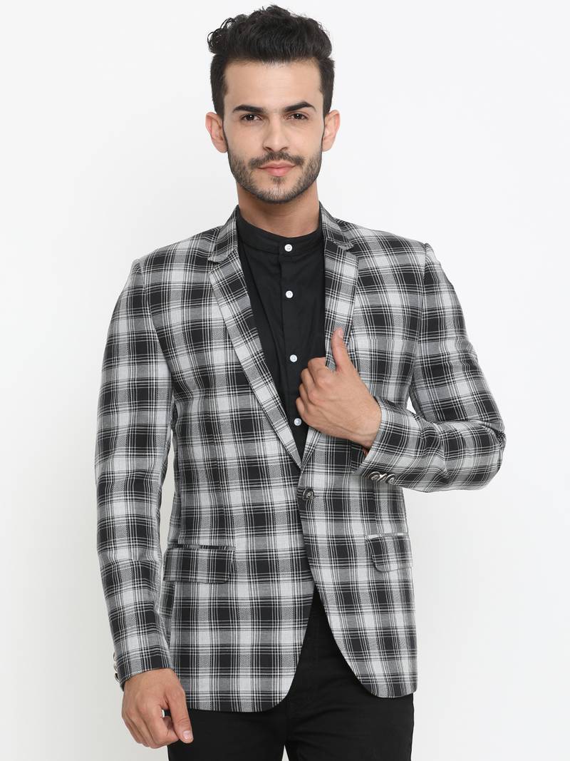Multicolor Checked Single Breasted Casual Men Blazer