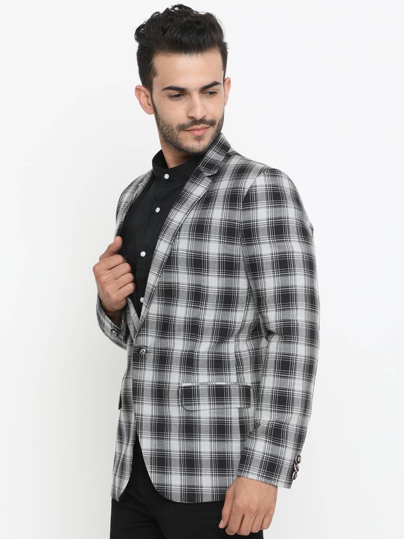 Multicolor Checked Single Breasted Casual Men Blazer