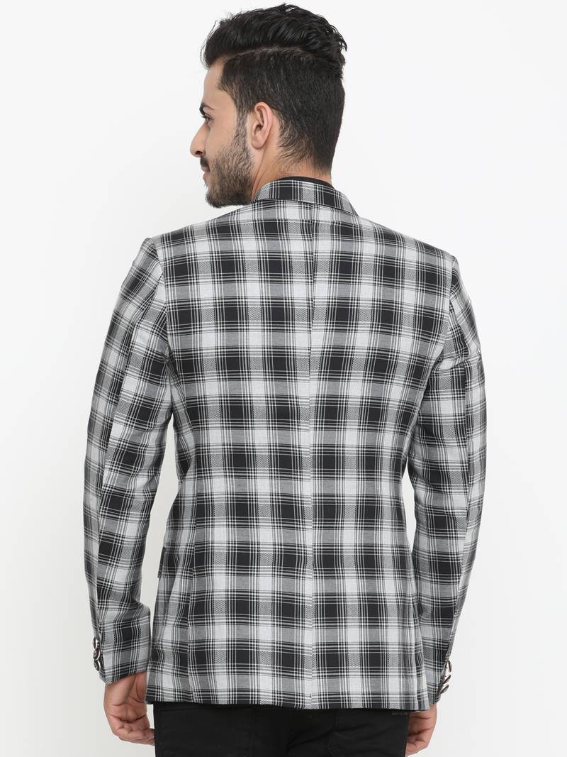 Multicolor Checked Single Breasted Casual Men Blazer