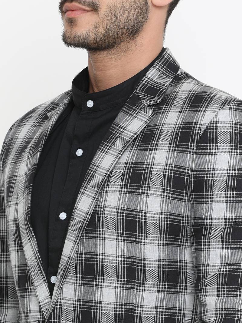 Multicolor Checked Single Breasted Casual Men Blazer