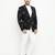 Black Printed Single Breasted Casual Men Blazer