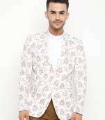 Brown Printed Single Breasted Casual Men Blazer