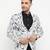 White Printed Single Breasted Casual Men Blazer