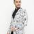 White Printed Single Breasted Casual Men Blazer