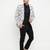 White Printed Single Breasted Casual Men Blazer