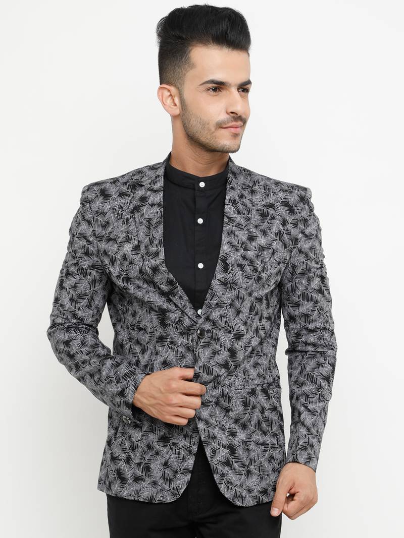 Black Printed Single Breasted Casual Men Blazer SHOWOFF 2999846