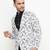 White Printed Single Breasted Casual Men Blazer