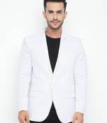White Printed Single Breasted Casual Men Blazer