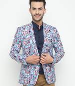 Multicolor Printed Single Breasted Casual Men Blazer