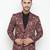 Maroon Printed Single Breasted Casual Men Blazer