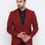 Maroon Printed Single Breasted Casual Men Blazer