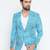 Blue Printed Single Breasted Casual Men Blazer