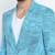 Blue Printed Single Breasted Casual Men Blazer