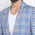 Blue Checked Single Breasted Casual Men Blazer