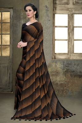Black plain silk saree with blouse 3