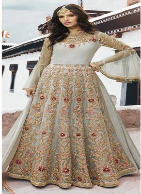 Light-grey embroidered net salwar 1