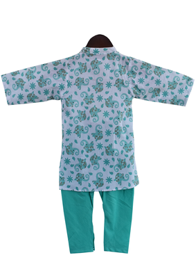 Green Asymmetric Kurta And Churidar 3