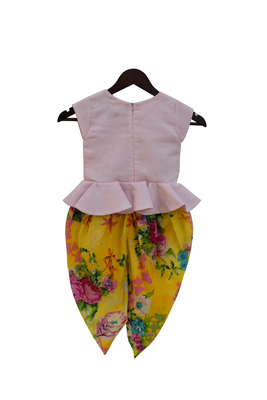 Pink Top and Printed Dhoti Set 2