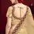 Beige Thread Embroidery Satin Semi Stitched wedding lehenga