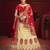 Beige Thread Embroidery Satin Semi Stitched wedding lehenga