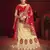 Beige Thread Embroidery Satin Semi Stitched wedding lehenga