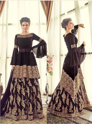 Wine Embroidered Georgette Salwar 1