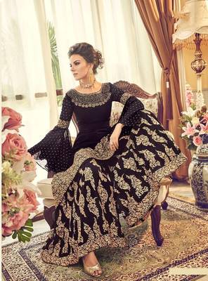 Wine Embroidered Georgette Salwar 2